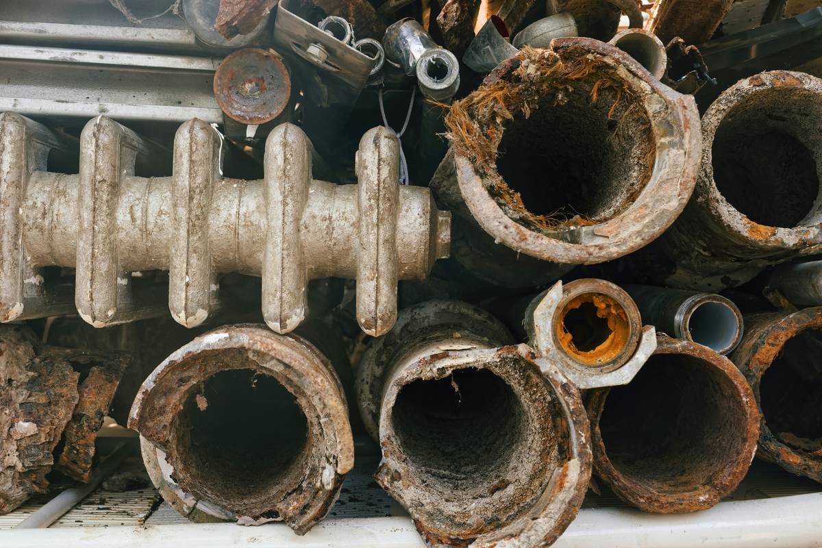Technician performing boiler corrosion prevention inspection on commercial steam system